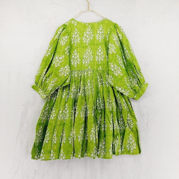 New Clara The Label Clover Mini (Renwick Olive) Ballon Sleeves Mini Dress P2384 - Picture 7 of 11